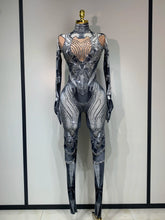 2025 Sexy Stretchy Performance Dance Nightclub Rompers Singer Stage Wear Sparkly Rhinestones Jumpsuit Gloves for Women Costume